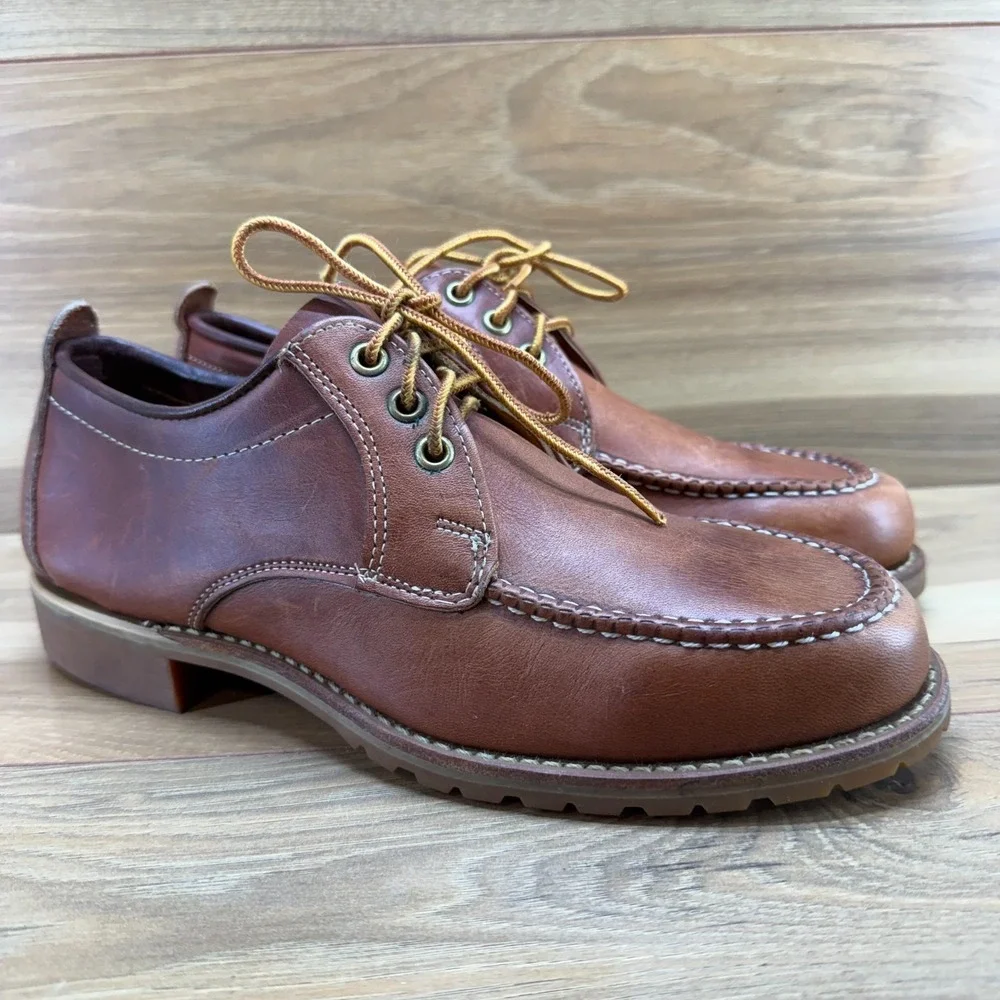 The Boot Makers of Sturgeon Bay Mens Oxfords 8 D Brown Leather Moc Toe